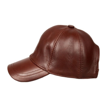 Chocolate Brown Leather Baseball Cap