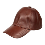 Chocolate Brown Leather Baseball Cap