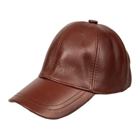 Chocolate Brown Leather Baseball Cap