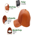 Chocolate Brown Leather Baseball Cap