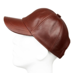 Chocolate Brown Leather Baseball Cap