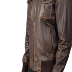 Men Brown Bomber Leather Jacket