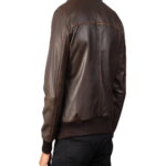 Men Brown Bomber Leather Jacket